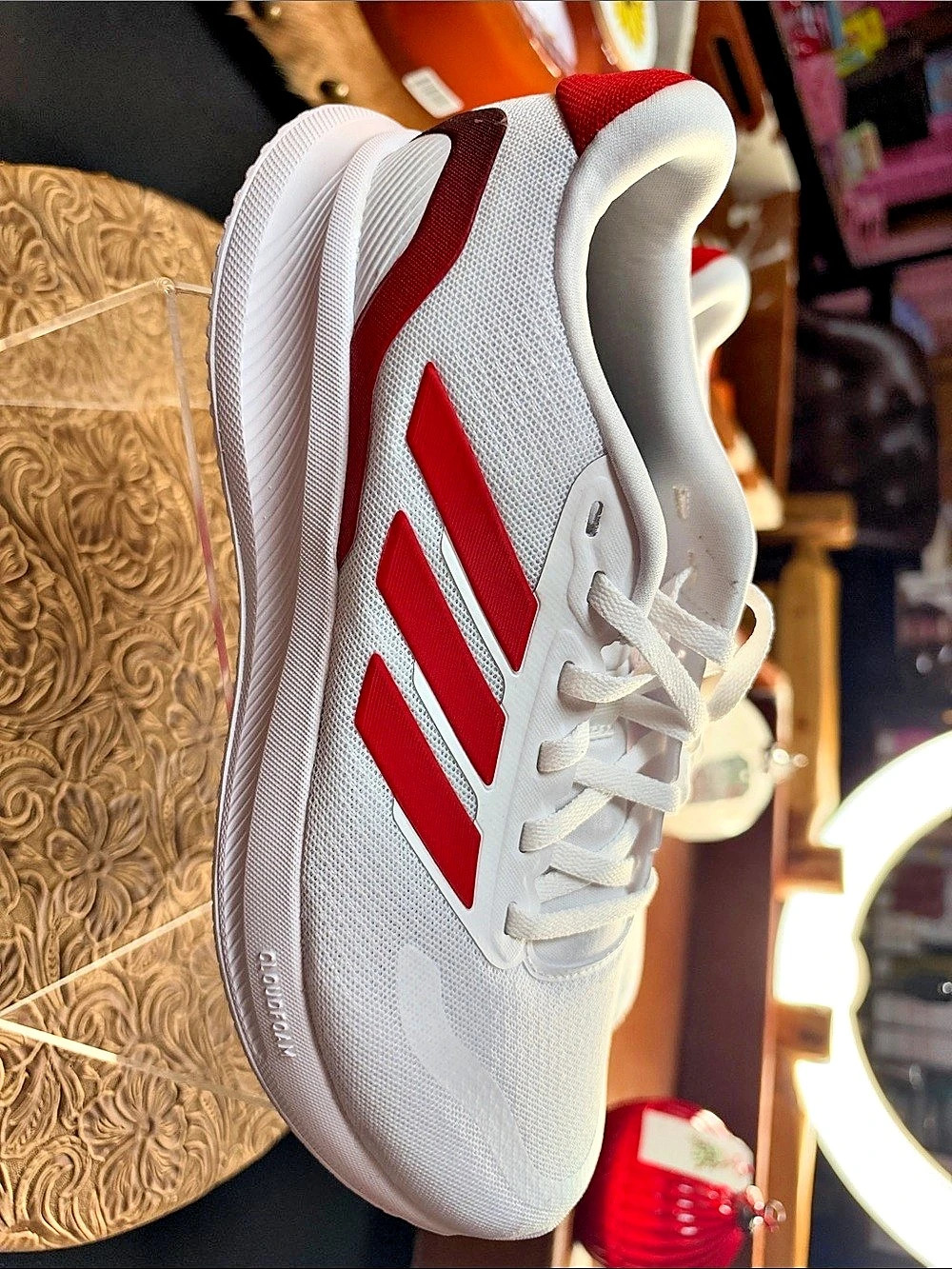 adidas Cloudfoam Pure Running Shoes White & Red US 7.5